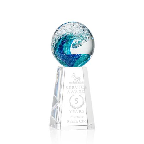Corporate Awards - Glass Awards - Art Glass Awards - Surfside Spheres on Novita Base Glass Award