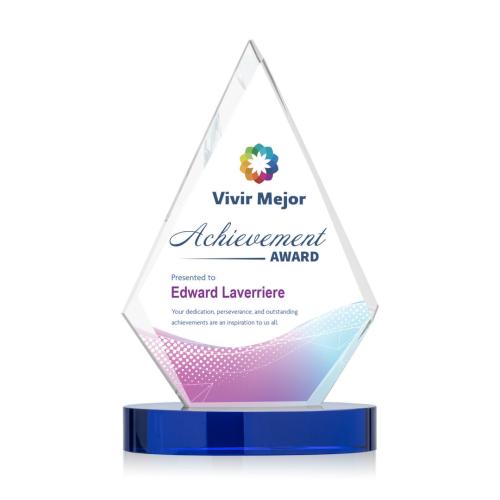 Corporate Awards - Sarasota Full Color Blue Diamond Crystal Award