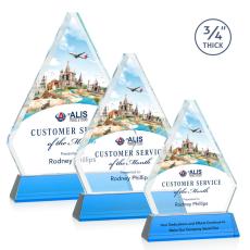 Employee Gifts - Fyreside Full Color Sky Blue on Newhaven Diamond Crystal Award