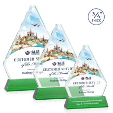 Fyreside Full Color Green on Newhaven Crystal Award - Colored Crystal