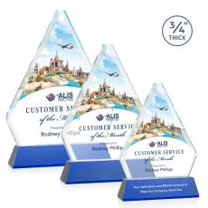 Employee Gifts - Fyreside Full Color Blue on Newhaven Diamond Crystal Award