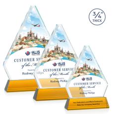 Employee Gifts - Fyreside Full Color Amber on Newhaven Diamond Crystal Award
