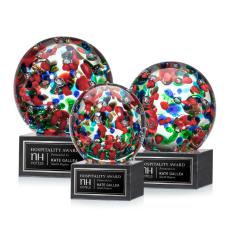 Employee Gifts - Fantasia Spheres on Square Marble Glass Award