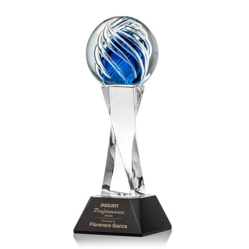 Corporate Awards - Glass Awards - Art Glass Awards - Genista Black on Langport Base Obelisk Glass Award