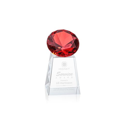 Corporate Awards - Crystal Awards - Colored Crystal - Red Crystal Awards - Celestina Gemstone Ruby Crystal Award