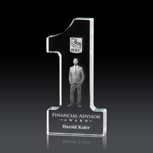Corporate Awards - Crystal Awards - Crystal Paperweights - Optical #1 Paperweight (3D) 