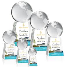 Employee Gifts - Globe on Tall Base Full Color Spheres Crystal Award