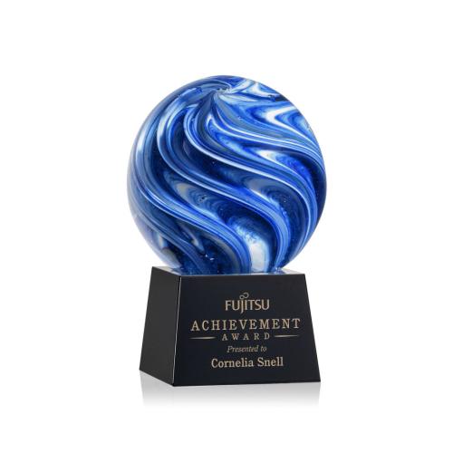 Corporate Awards - Glass Awards - Art Glass Awards - Naples Black on Robson Base Spheres Glass Award
