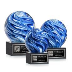Employee Gifts - Naples Spheres on Square Marble Base Glass Award
