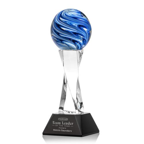 Corporate Awards - Glass Awards - Art Glass Awards - Naples Black on Langport Base Spheres Glass Award