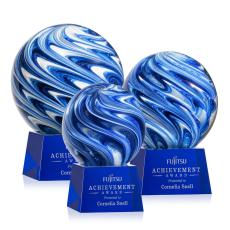 Employee Gifts - Naples Blue on Robson Base Spheres Glass Award