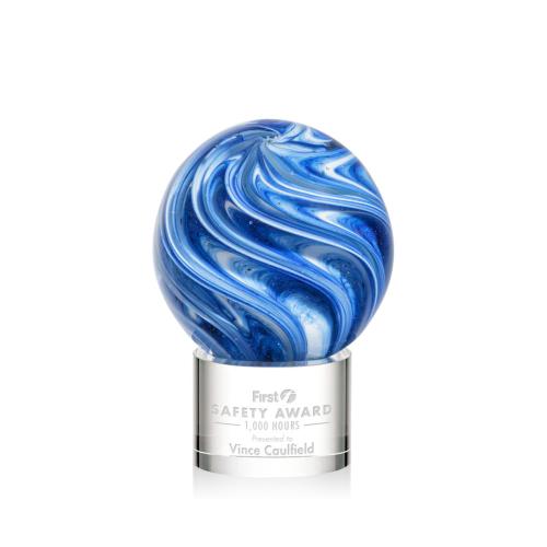 Corporate Awards - Glass Awards - Art Glass Awards - Naples Clear on Marvel Base Spheres Glass Award