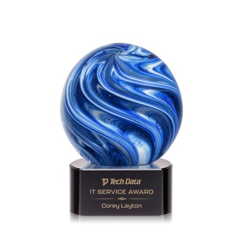 Corporate Awards - Glass Awards - Art Glass Awards - Naples Black on Paragon Base Spheres Glass Award