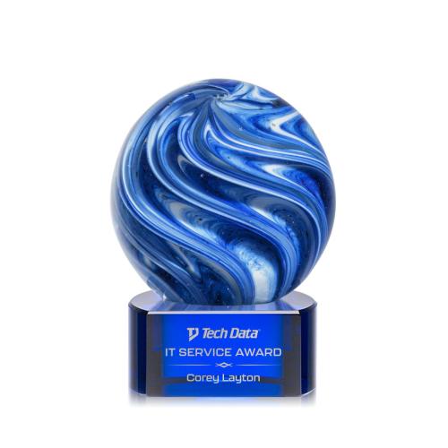Corporate Awards - Newest Additions - Naples Blue on Paragon Base Spheres Glass Award