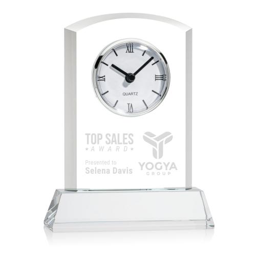 Corporate Recognition Gifts - Crystal Gifts - Sheffield Clock on Newhaven Base