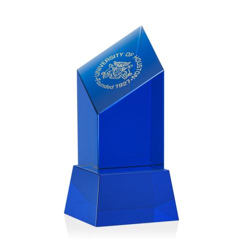 Corporate Awards - Barone Blue Blue on Base Obelisk Crystal Award