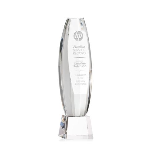 Corporate Awards - Crystal Awards - Crystal Pillar Awards - Hoover Clear on Robson Base Obelisk Crystal Award