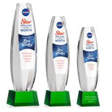 Employee Gifts - Hoover Full Color Green on Robson Base Obelisk Crystal Award