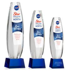 Employee Gifts - Hoover Full Color Blue on Robson Base Obelisk Crystal Award