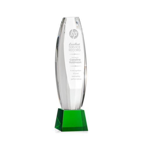 Corporate Awards - Crystal Awards - Crystal Pillar Awards - Hoover Green on Robson Base Obelisk Crystal Award