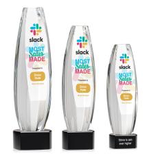 Employee Gifts - Hoover Full Color Black on Paragon Base Obelisk Crystal Award