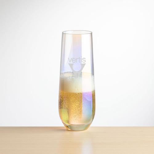 Corporate Gifts, Recognition Gifts and Desk Accessories - Etched Barware - Miami Stemless Flute - Deep Etch