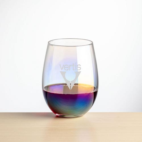 Corporate Recognition Gifts - Etched Barware - Wine Glasses - Miami Stemless Wine - Deep Etch