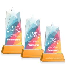 Employee Gifts - Millington Full Color Amber on Base Star Crystal Award