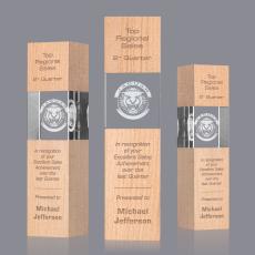Employee Gifts - Araceli Tower 3D Beechwood Obelisk Wood Award