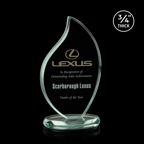 Corporate Awards - Odessy Jade Flame Glass Award