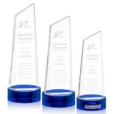 Employee Gifts - Belmont Tower Blue on Stanrich Base Obelisk Crystal Award