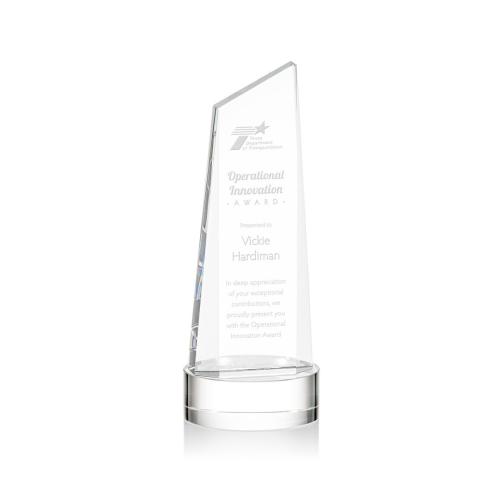 Corporate Awards - Belmont Tower Clear on Stanrich Base Obelisk Crystal Award