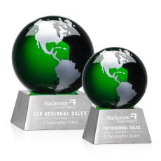 Employee Gifts - Ryegate Globe Green/Silver Spheres Crystal Award