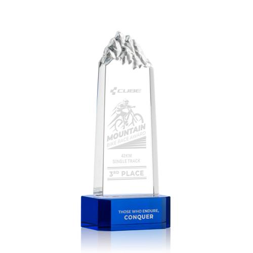 Corporate Awards - Himalayas Tower on Base Blue Obelisk Crystal Award