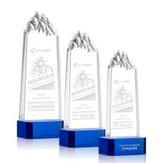 Employee Gifts - Himalayas Tower on Base Blue Obelisk Crystal Award