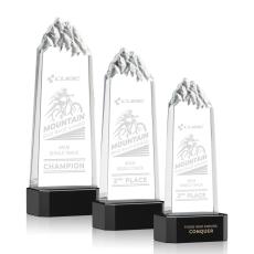 Employee Gifts - Himalayas Tower on Base Black Obelisk Crystal Award