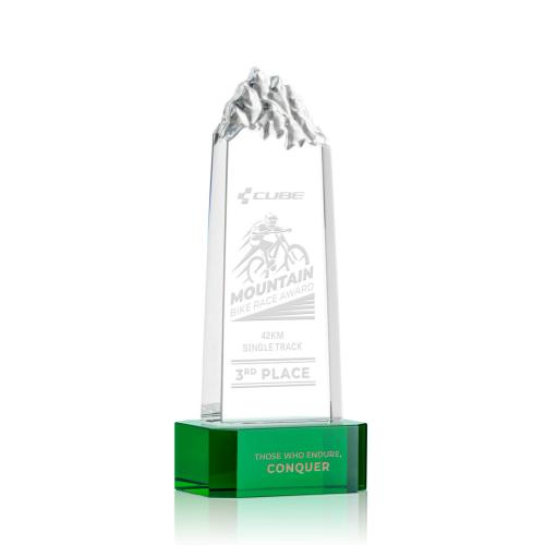 Corporate Awards - Himalayas Tower on Base Green Obelisk Crystal Award