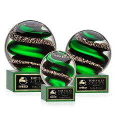 Employee Gifts - Zodiac Green on Hancock Base Spheres Glass Award