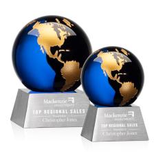 Employee Gifts - Ryegate Globe Blue/Gold Spheres Crystal Award