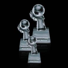 Employee Gifts - Globe on Hand Spheres Crystal Award