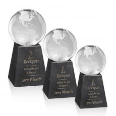 Employee Gifts - Globe Spheres on Tall Marble Crystal Award