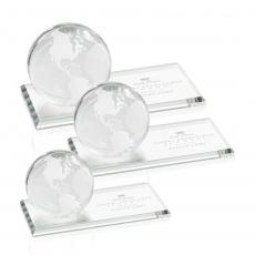 Employee Gifts - Globe Spheres on Starfire Crystal Award