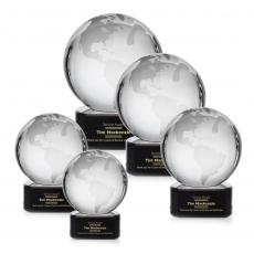 Employee Gifts - Globe Black on Paragon Spheres Crystal Award
