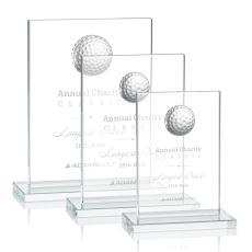 Cumberland Golf Clear Rectangle Crystal Award - Sports Awards