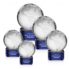Employee Gifts - Globe Blue on Paragon Spheres Crystal Award