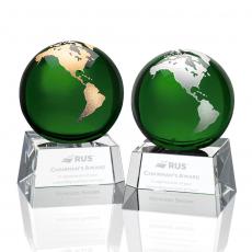 Employee Gifts - Blythwood Globe Green Spheres Crystal Award