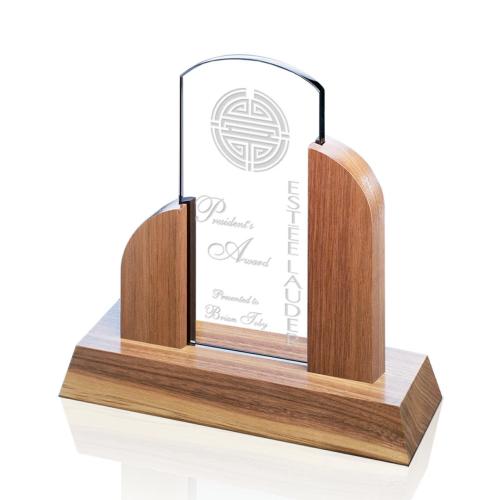 Corporate Awards - Art Deco Tower Starfire Obelisk Wood Award