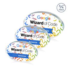 Baldus Oval Full Color Clear Circle Crystal Award - Corporate Recognition Gifts