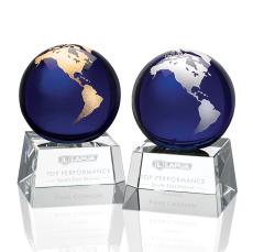 Blythwood Globe Blue Spheres Crystal Award - Crystal Awards