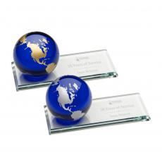 Employee Gifts - Fairfield Globe Blue Spheres Crystal Award